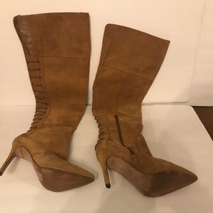 Jessica Simpson knee high fashion boots brown suede nubuck leather size 7.5